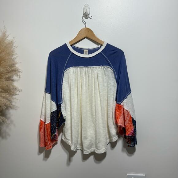 Free People Friday Fever Raglan Contrast Top White Size XS - Picture 5 of 10